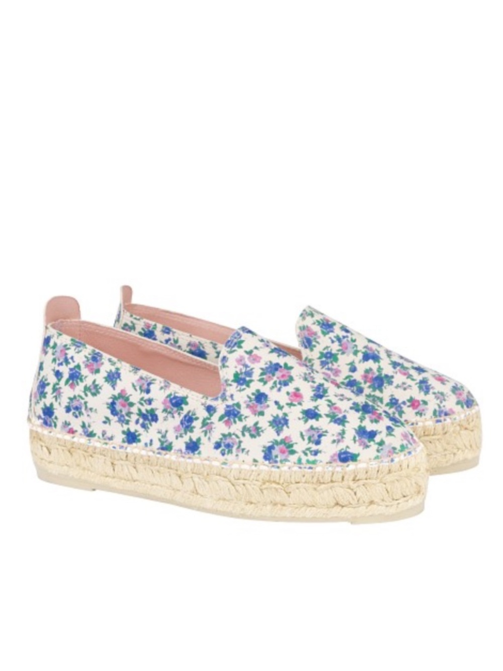 MANEBI X LOVE SHACK FANCY BLUE FLORAL PLATFORM ESPADRILLES